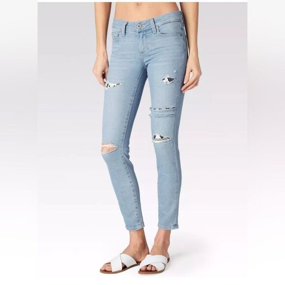 PAIGE Sz24 TRANSCEND VERDUGO ANKLE MIDRISE SKINNY MAYAN PATCH - Picture 2 of 16